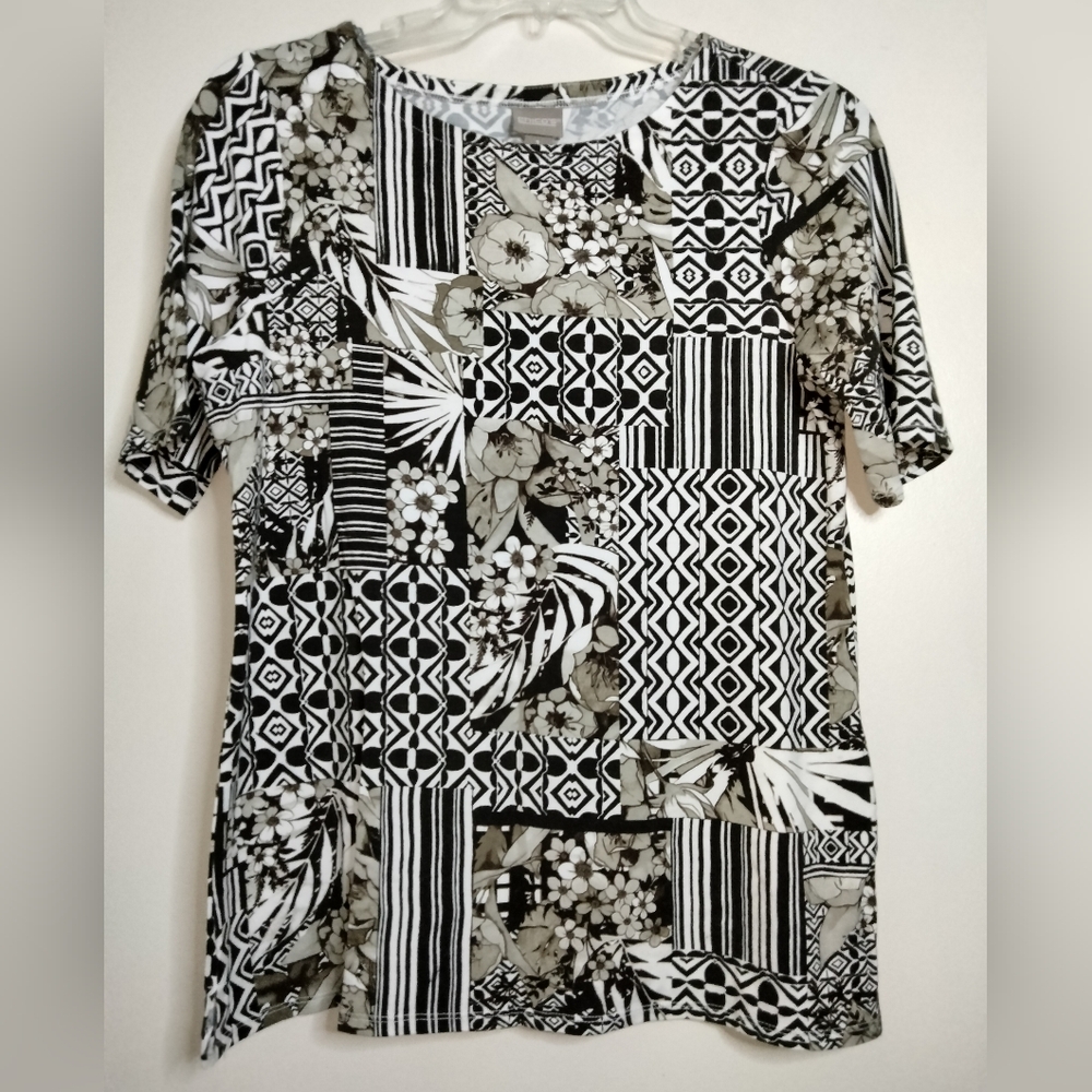 Chico's (Size 1/M/8) Multicolor Patchwork Stretch… - image 1